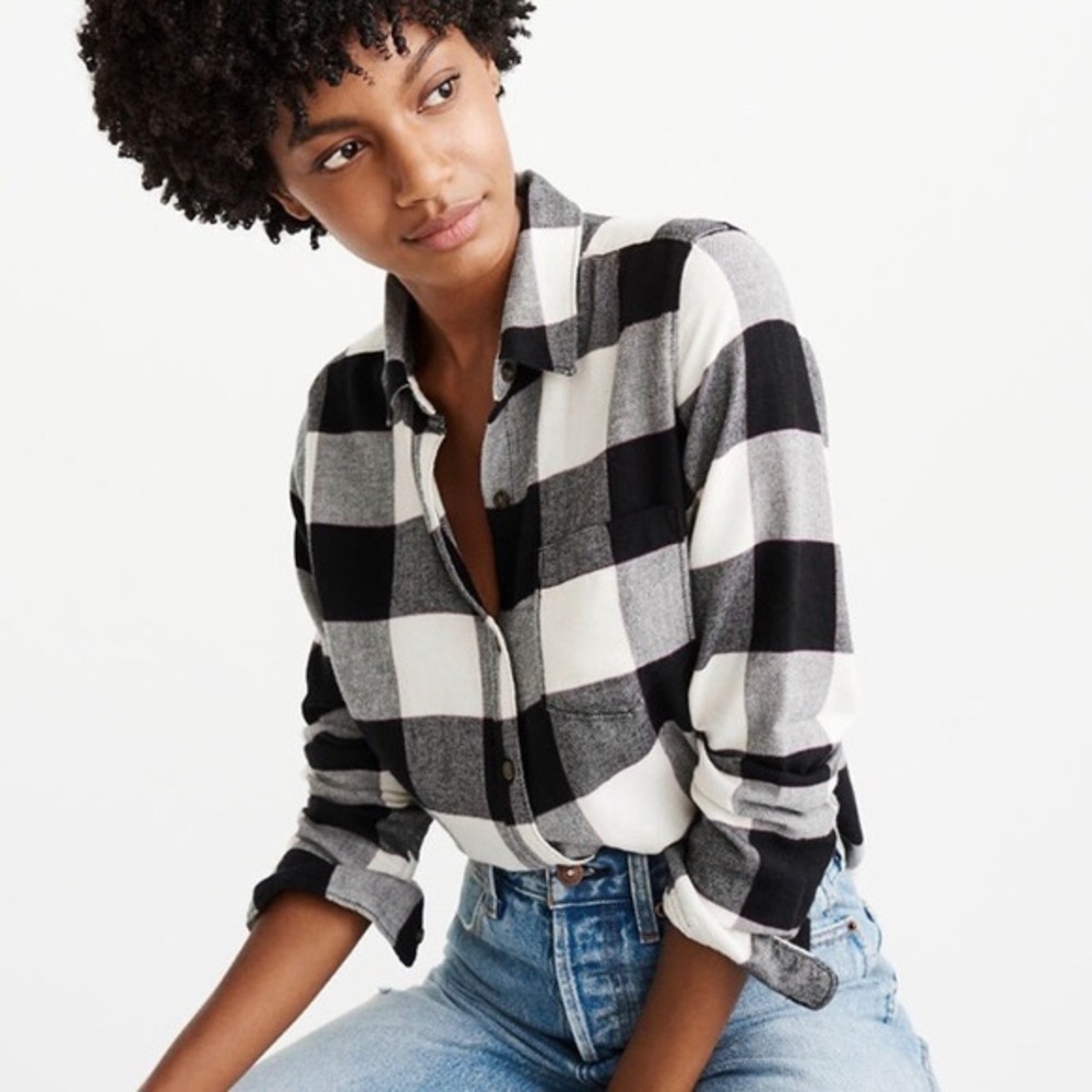 NWT Abercrombie & Fitch Black/White Flannel XS/Med